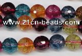 CKQ43 15.5 inches 10mm faceted round dyed crackle quartz beads