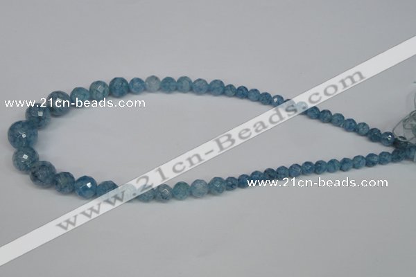 CKQ51 15.5 inches 6mm - 14mm faceted round dyed crackle quartz beads