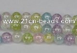 CKQ61 15.5 inches 6mm round AB-color dyed crackle quartz beads