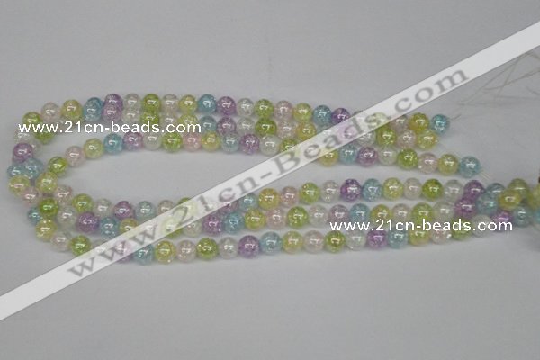 CKQ61 15.5 inches 6mm round AB-color dyed crackle quartz beads