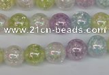 CKQ63 15.5 inches 10mm round AB-color dyed crackle quartz beads