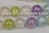 CKQ64 15.5 inches 12mm round AB-color dyed crackle quartz beads