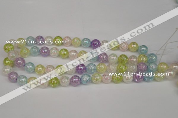 CKQ64 15.5 inches 12mm round AB-color dyed crackle quartz beads