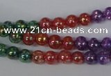 CKQ71 15.5 inches 6mm round AB-color dyed crackle quartz beads