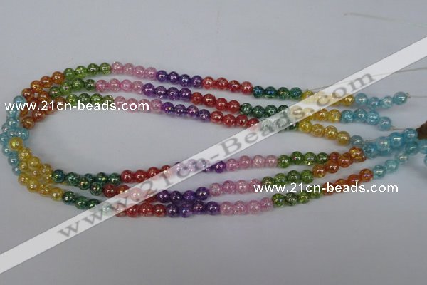 CKQ71 15.5 inches 6mm round AB-color dyed crackle quartz beads