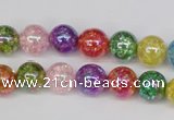 CKQ73 15.5 inches 10mm round AB-color dyed crackle quartz beads