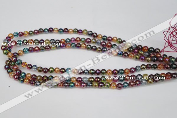 CKQ81 15.5 inches 6mm round AB-color dyed crackle quartz beads