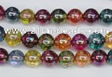 CKQ82 15.5 inches 8mm round AB-color dyed crackle quartz beads