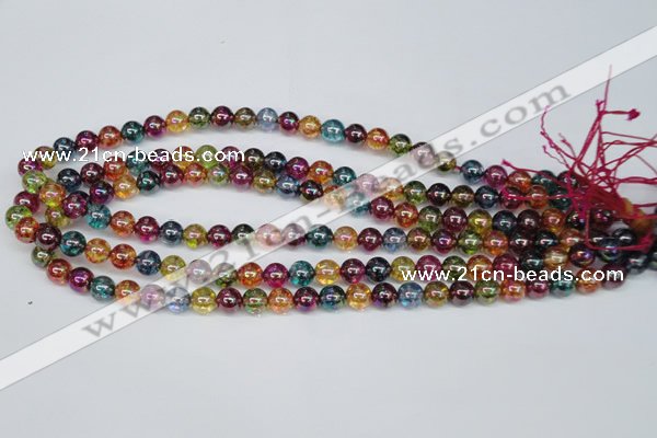 CKQ82 15.5 inches 8mm round AB-color dyed crackle quartz beads