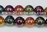 CKQ84 15.5 inches 12mm round AB-color dyed crackle quartz beads