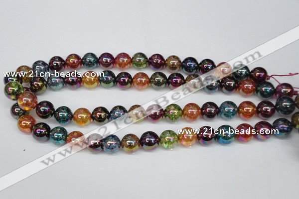 CKQ85 15.5 inches 14mm round AB-color dyed crackle quartz beads