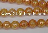 CKQ91 15.5 inches 6mm round AB-color dyed crackle quartz beads