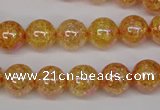 CKQ92 15.5 inches 8mm round AB-color dyed crackle quartz beads