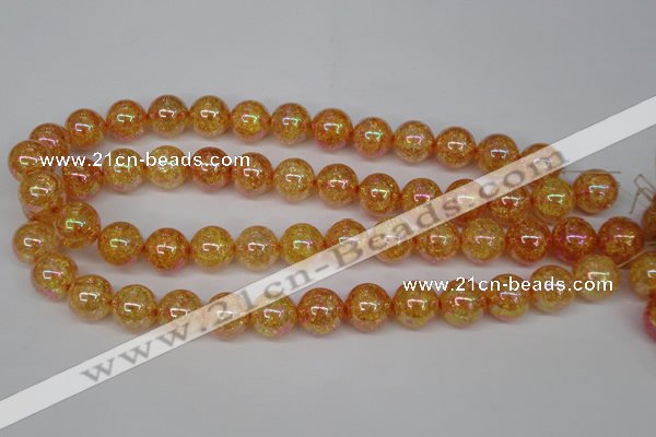 CKQ93 15.5 inches 10mm round AB-color dyed crackle quartz beads