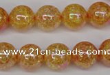 CKQ94 15.5 inches 12mm round AB-color dyed crackle quartz beads