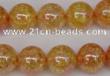 CKQ95 15.5 inches 14mm round AB-color dyed crackle quartz beads