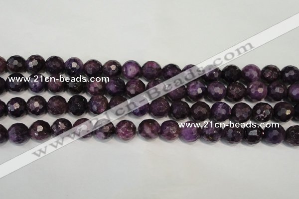 CKU24 15.5 inches 12mm faceted round purple kunzite beads wholesale