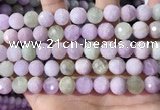 CKU326 15.5 inches 10mm faceted round natural kunzite beads