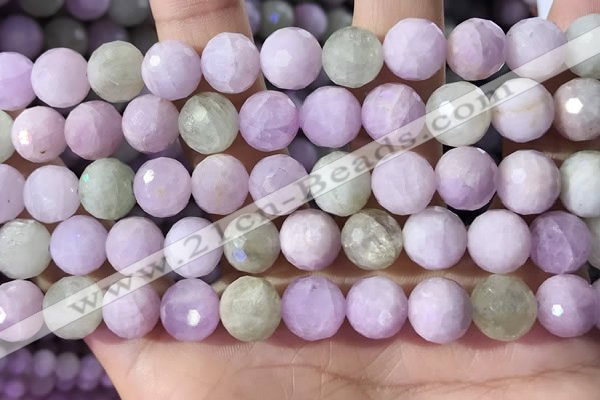 CKU326 15.5 inches 10mm faceted round natural kunzite beads