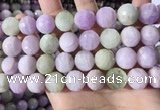 CKU328 15.5 inches 14mm - 15mm faceted round natural kunzite beads