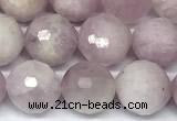 CKU347 15 inches 8mm faceted round kunzite beads