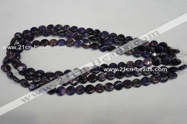 CKU35 15.5 inches 10mm flat round purple kunzite beads wholesale