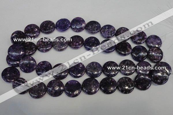 CKU38 15.5 inches 20mm flat round purple kunzite beads wholesale