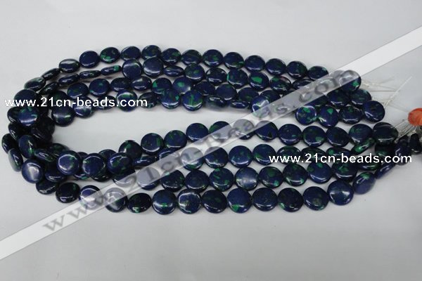 CLA411 15.5 inches 12mm flat round synthetic lapis lazuli beads