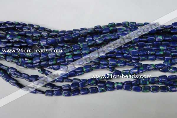 CLA425 15.5 inches 6*8mm rectangle synthetic lapis lazuli beads