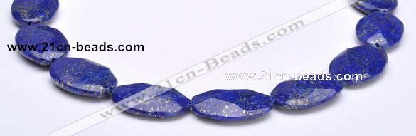 CLA46 20*30mm faceted oval deep blue dyed lapis lazuli beads