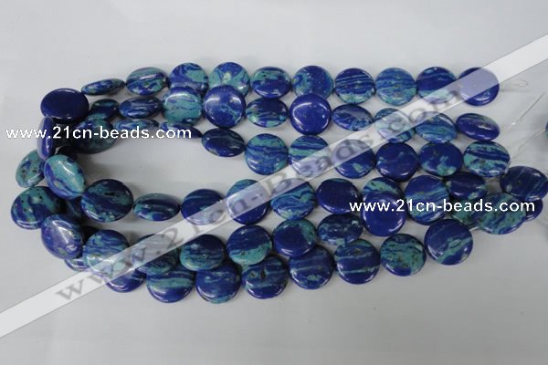 CLA460 15.5 inches 18mm flat round synthetic lapis lazuli beads