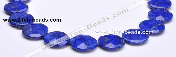 CLA48 Faceted coin 25*25mm deep blue dyed lapis lazuli beads