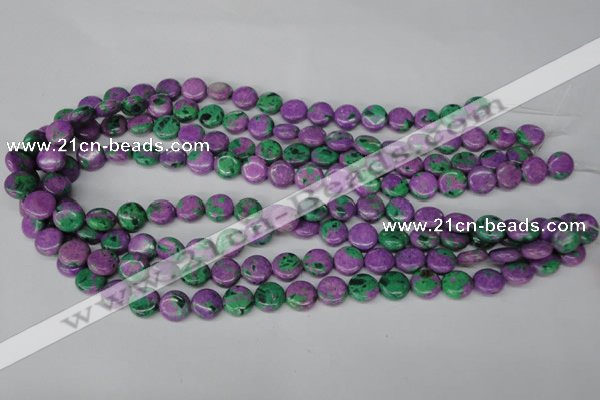 CLA505 15.5 inches 10mm flat round synthetic lapis lazuli beads