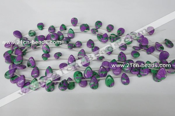 CLA535 Top-drilled 10*14mm flat teardrop synthetic lapis lazuli beads