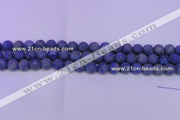 CLA63 15.5 inches 10mm round matte lapis lazuli beads