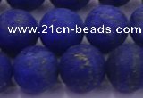 CLA75 15.5 inches 14mm round matte lapis lazuli beads wholesale