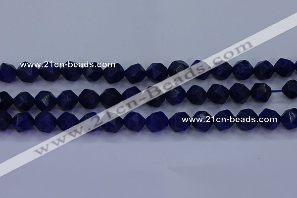 CLA84 15.5 inches 12mm faceted nuggets dyed lapis lazuli beads