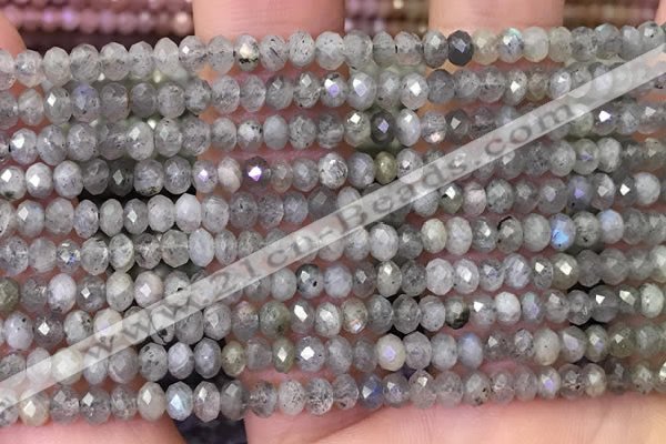 CLB1050 15.5 inches 3*4mm faceted rondelle labradorite beads wholesale