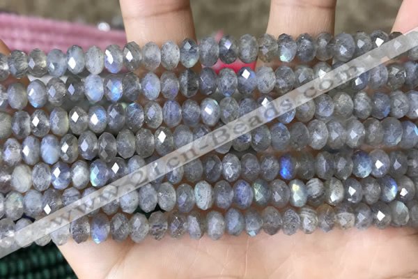 CLB1052 15.5 inches 4*6mm faceted rondelle labradorite gemstone beads