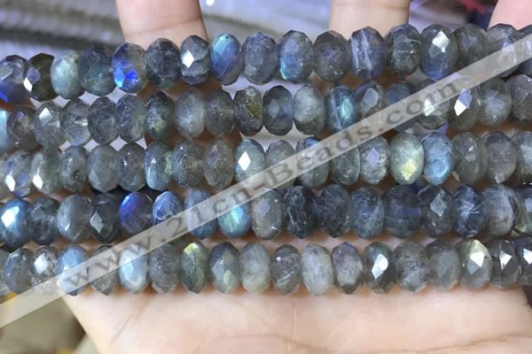 CLB1054 15.5 inches 6*10mm faceted rondelle labradorite gemstone beads