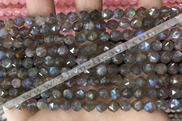 CLB1080 15.5 inches 6mm faceted nuggets labradorite beads