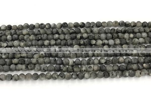 CLB1195 15 inches 4mm round matte black labradorite beads