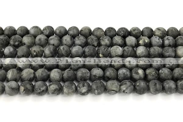 CLB1197 15 inches 8mm round matte black labradorite beads