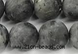 CLB1198 15 inches 10mm round matte black labradorite beads