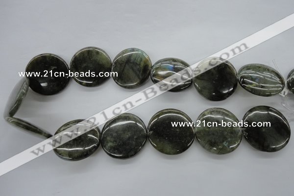 CLB139 15.5 inches 30mm flat round labradorite gemstone beads