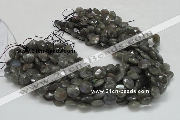 CLB14 16 inches 14mm faceted coin labradorite gemstone beads