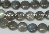 CLB168 15.5 inches 12mm flat round labradorite gemstone beads