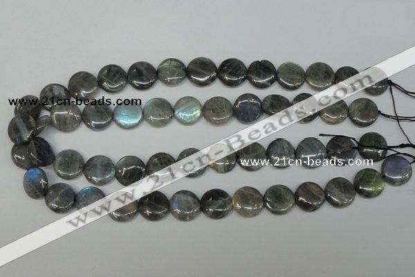 CLB170 15.5 inches 16mm flat round labradorite gemstone beads