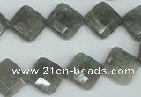 CLB181 15.5 inches 12*12mm faceted diamond labradorite beads