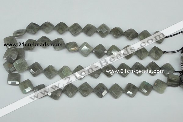 CLB181 15.5 inches 12*12mm faceted diamond labradorite beads